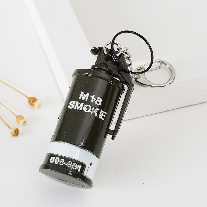 Wholesale Metal Keychain Edge Accessories Smoke Bomb Hand Cannon Oil Tank Survival Gift Pendant Office Culture Educational Sup